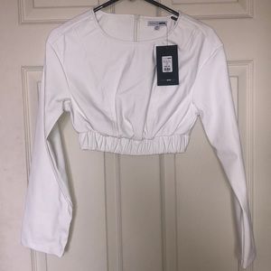 Faux leather crop top